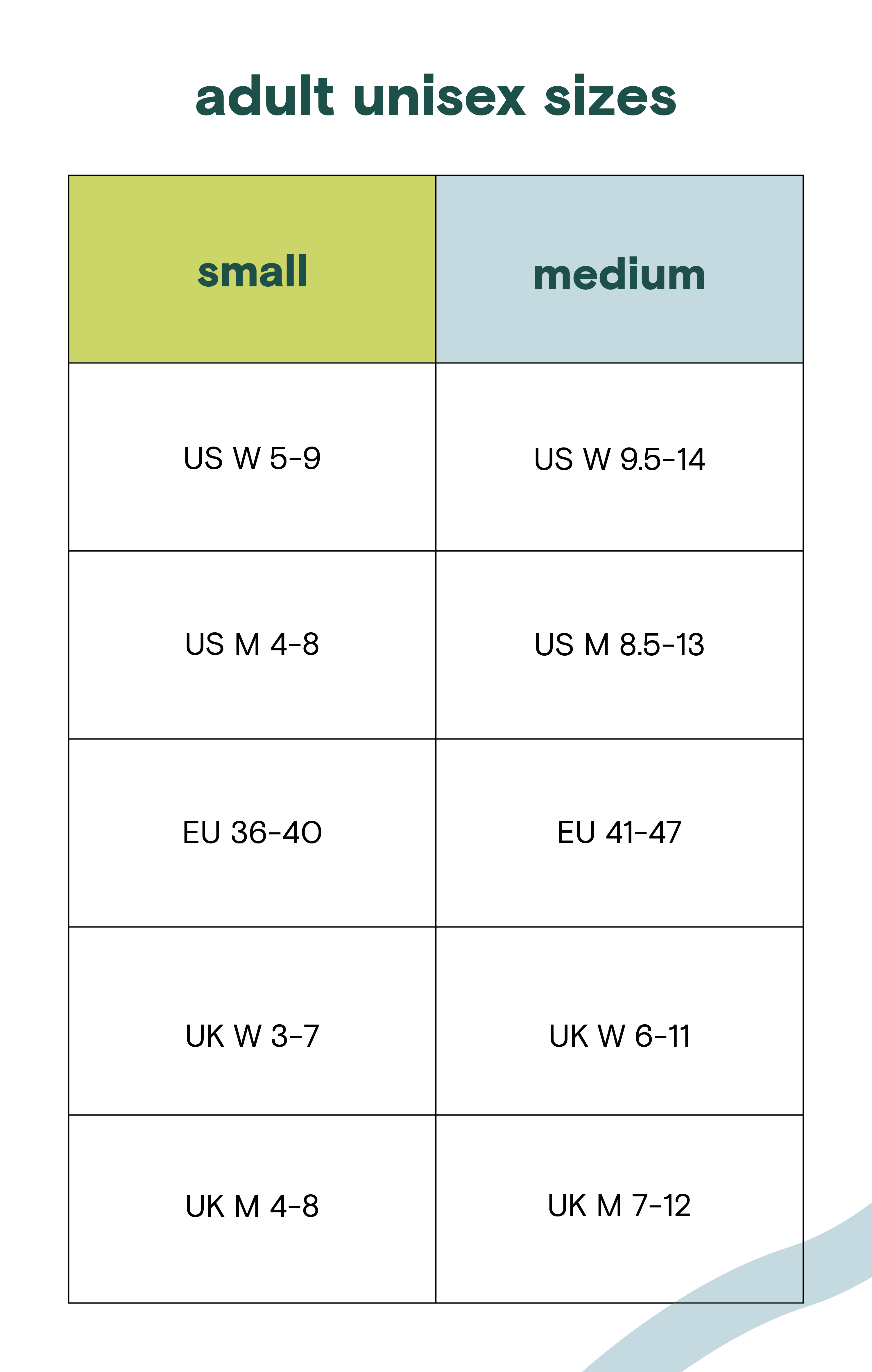 Size Guide - Mobile